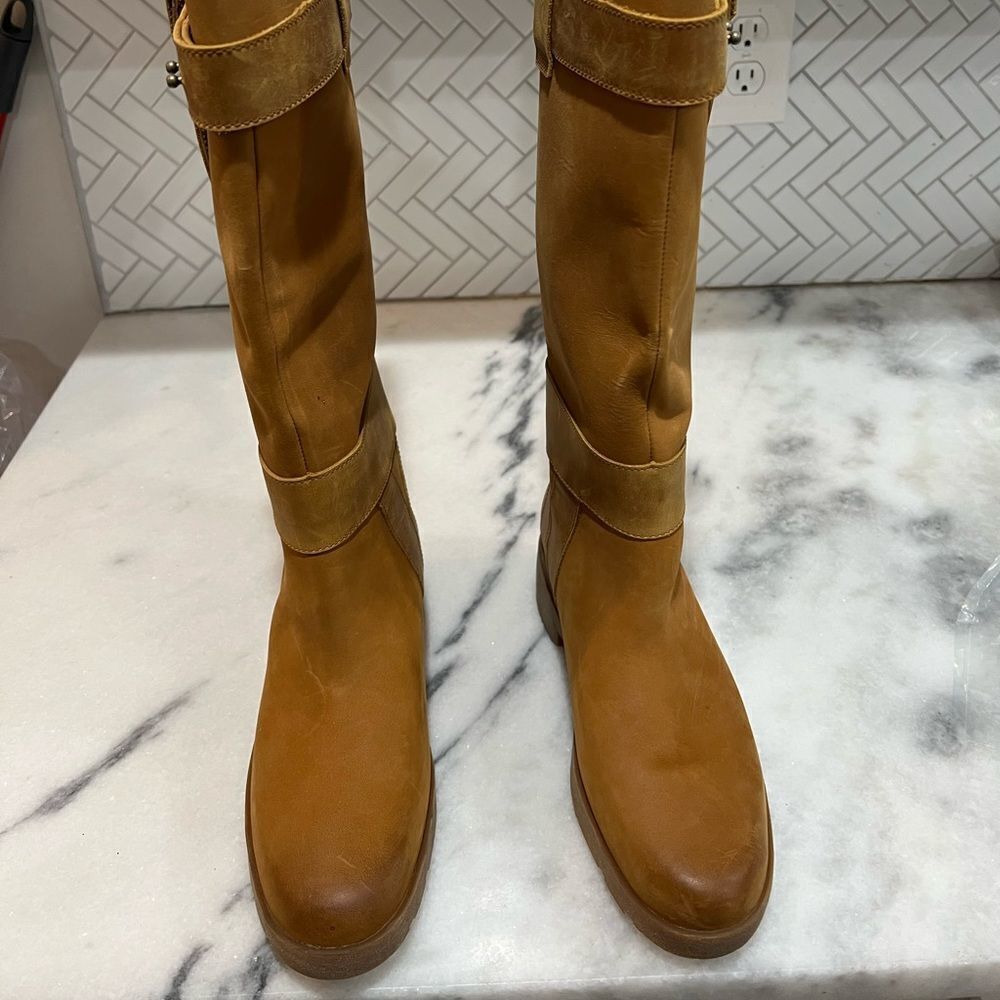 M187 TIMBERLAND Graceyn Tall Waterproof Leather Boot Wheat Womens Size 8